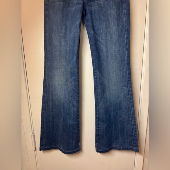 Vintage Y2K 7 For All Mankind Dojo Bootcut Embroidered Pockets Blue Jeans 24 - Picture 10 of 15